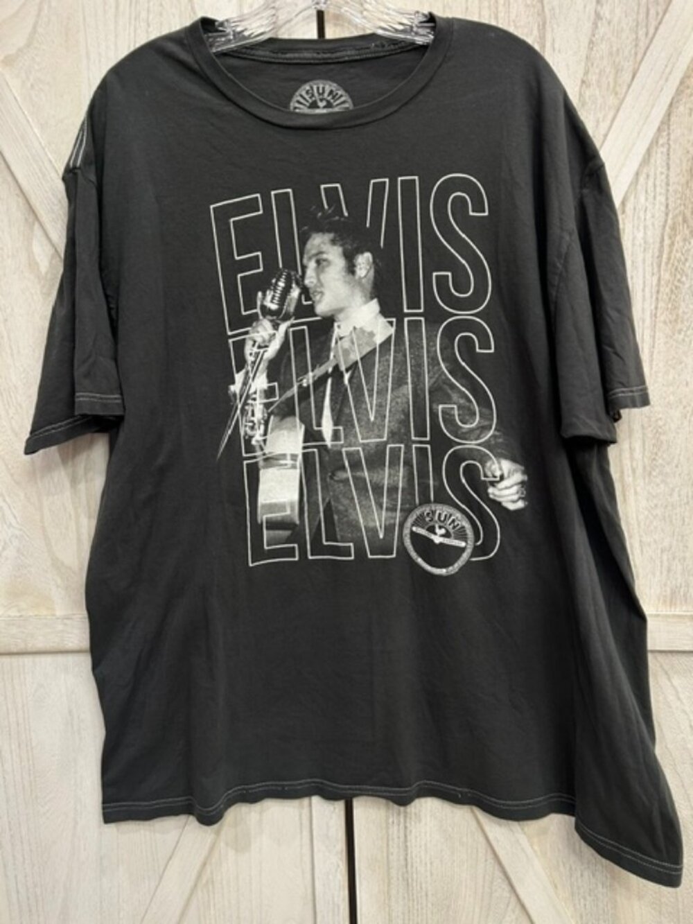 Elvis Sun Records Graphic XL Washed Black Rock & Roll Tee